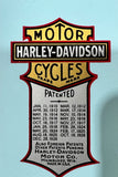 Harley Davidson Patent Decals 1914-1963