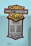 Harley Davidson Patent Decals 1914-1963