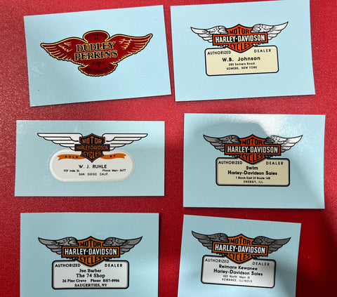 Harley Davidson Dealers Decals 1930-1960